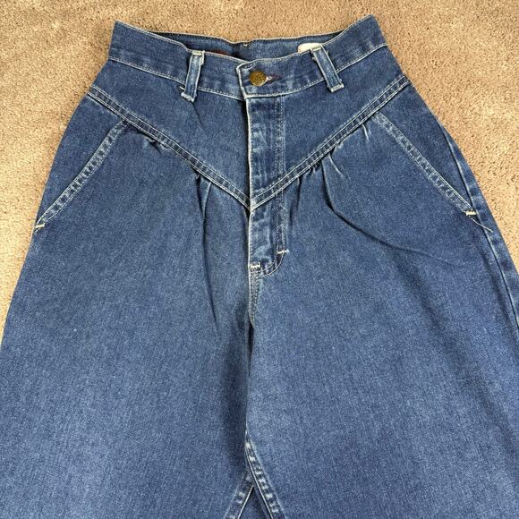 Vintage High Waisted Jeans Size 2 High Rise Pleated V Robin Ross Cottage Prairie - Picture 2 of 5